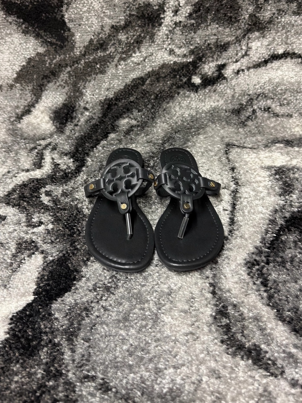 Tory Burch Miller Sandal Black / Gold Women’s Size 8.5 - Picture 2 of 6